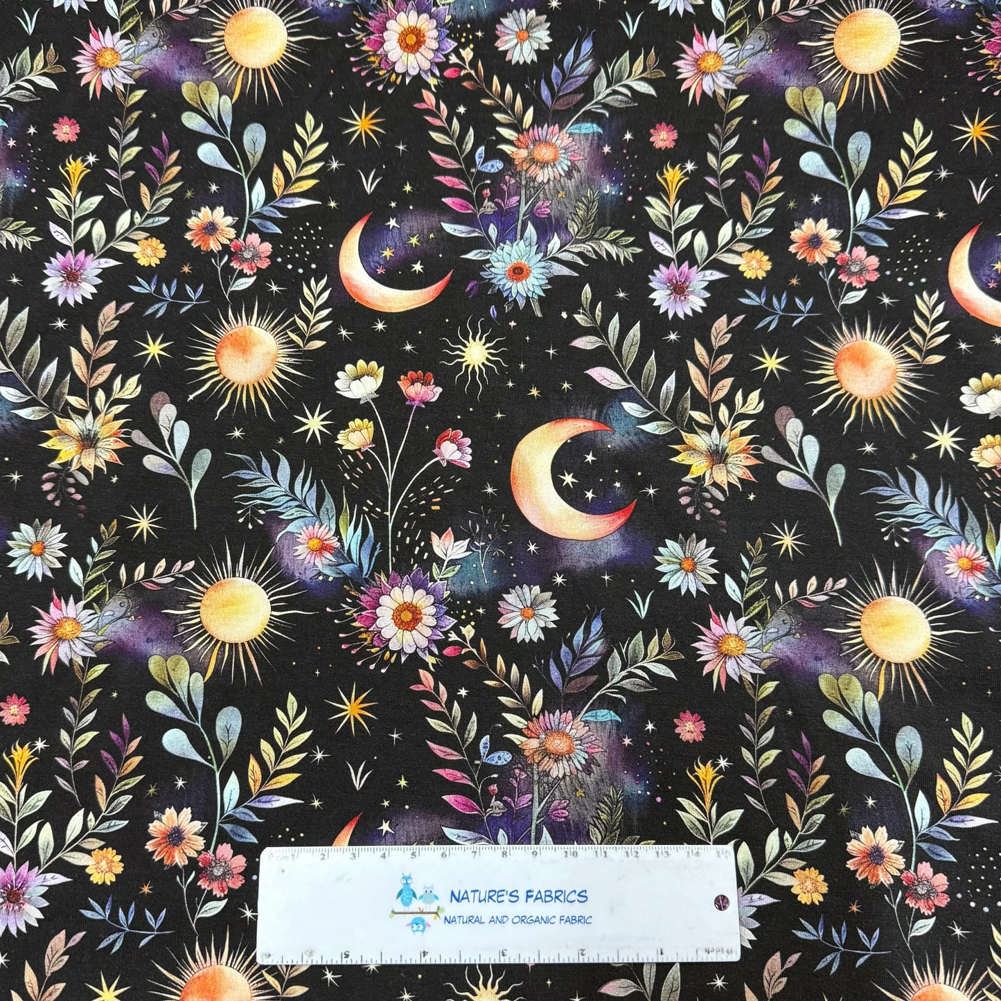Evening Garden on Bamboo Stretch French Terry Fabric