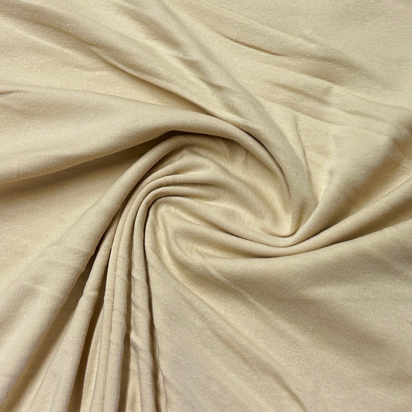 Tan Cotton Rib Knit Fabric