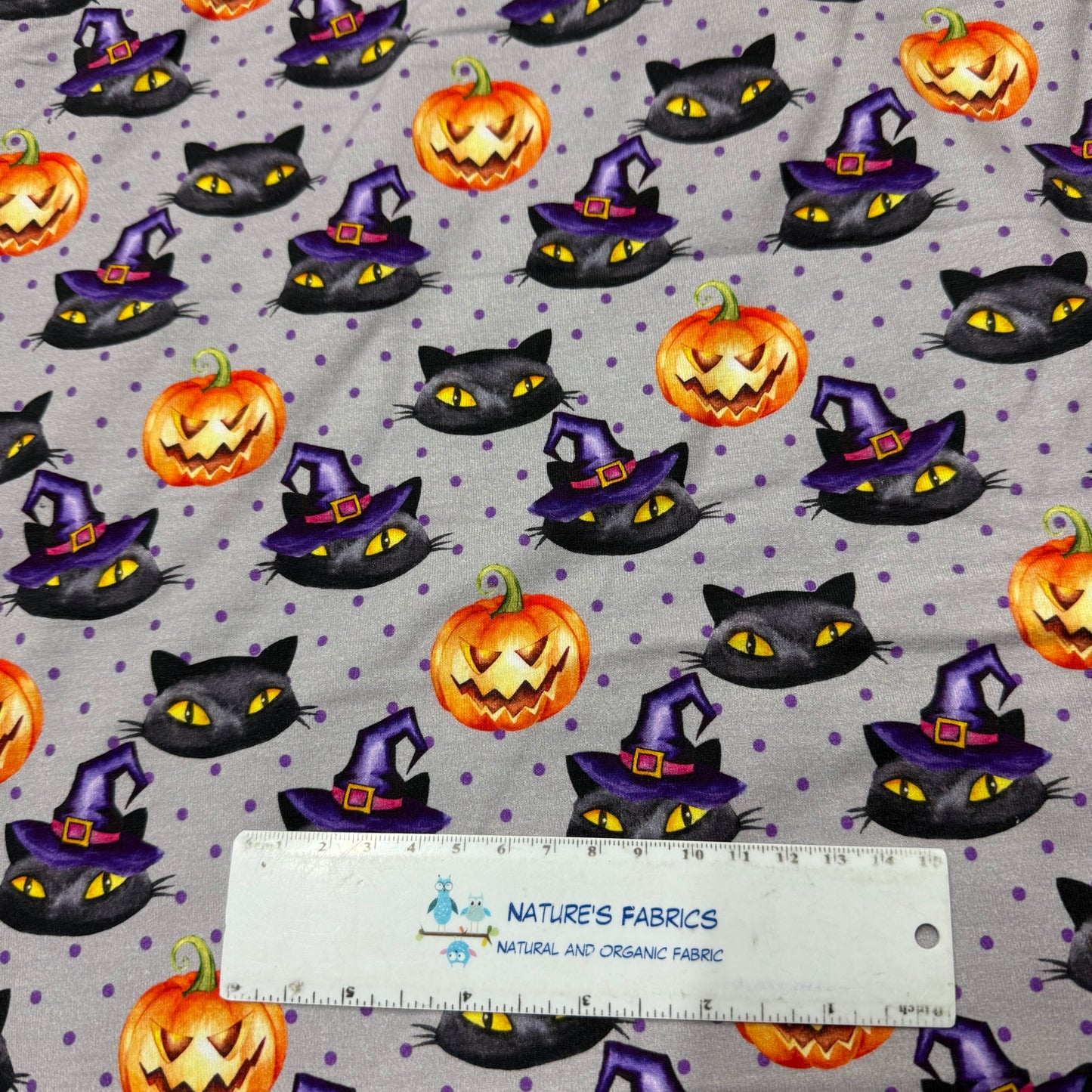 Halloween Cats Organic Cotton/Spandex Jersey Fabric