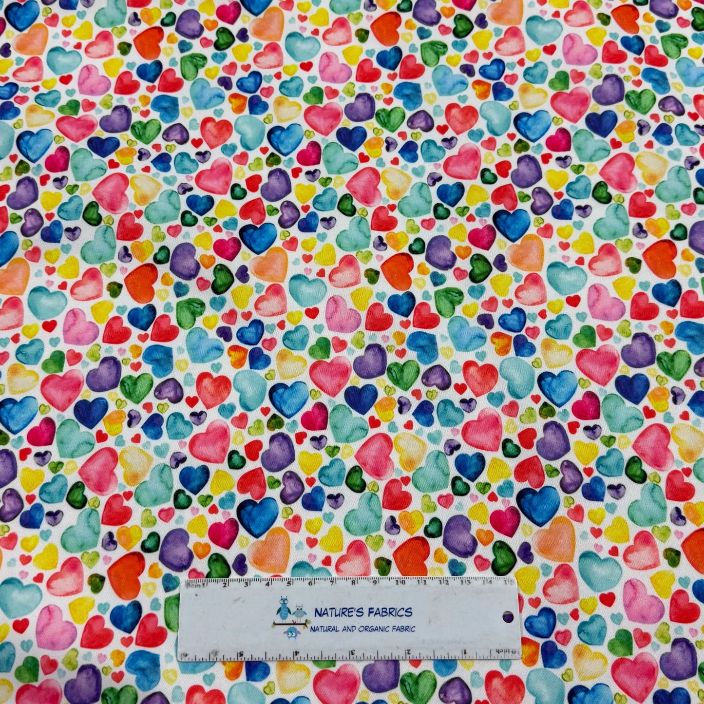 Rainbow Heart Toss 1 mil PUL Fabric - Made in the USA