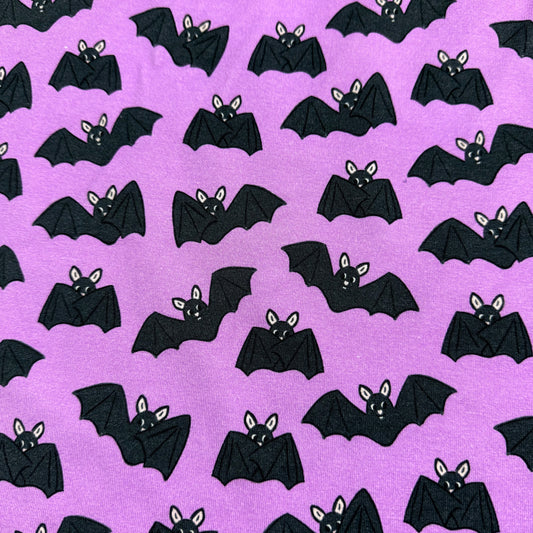 Bats on Lavender Bamboo/Spandex Jersey Fabric - 200GSM