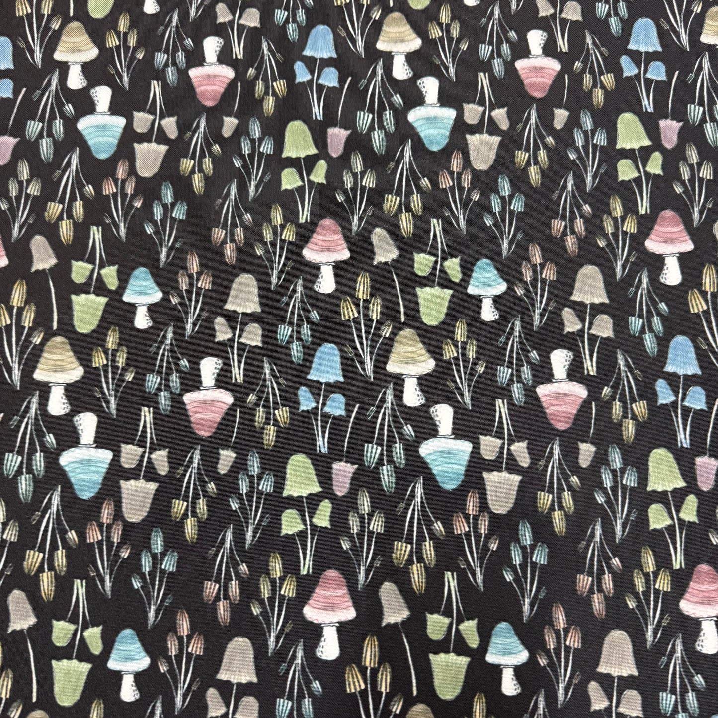 Sketched Mushrooms on Canvas Fabric - Waterproof
