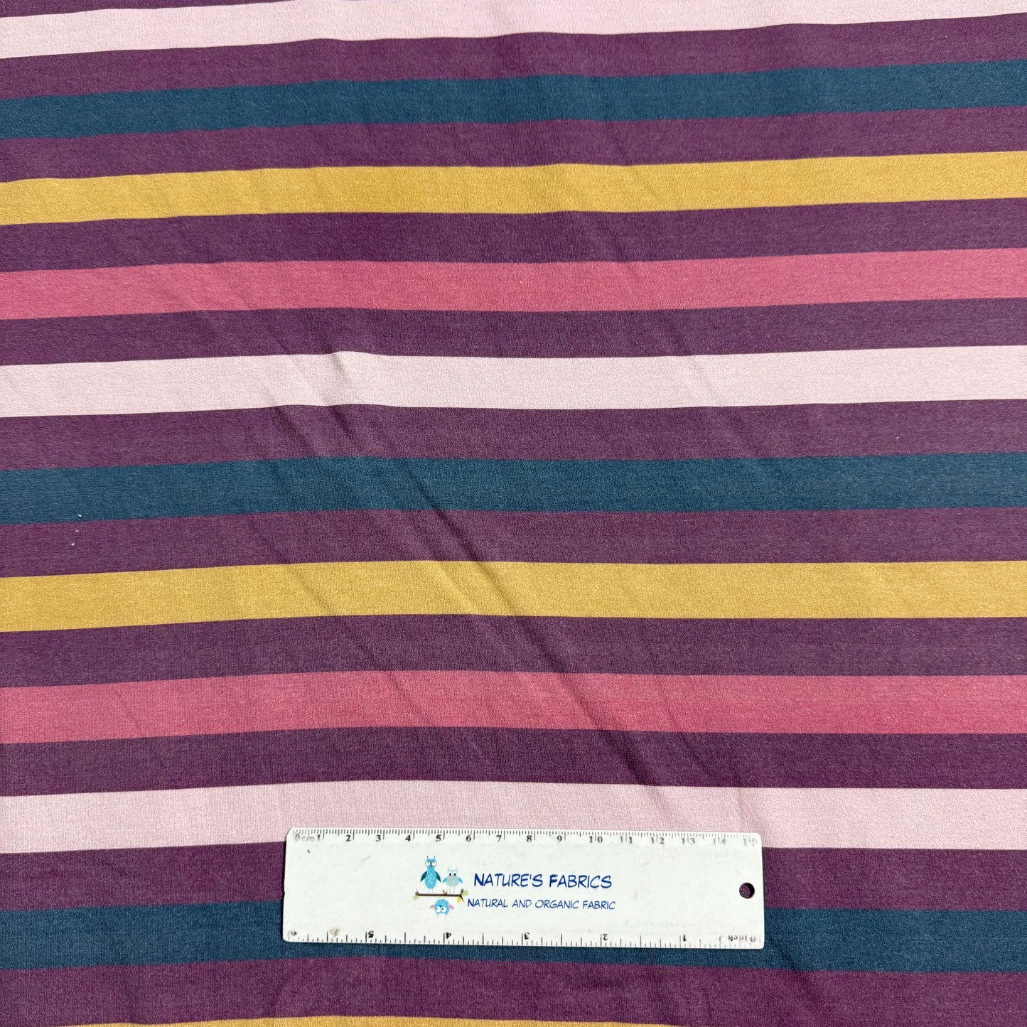 Dark Lavender Stripe on Bamboo/Spandex Jersey Fabric - 200GSM