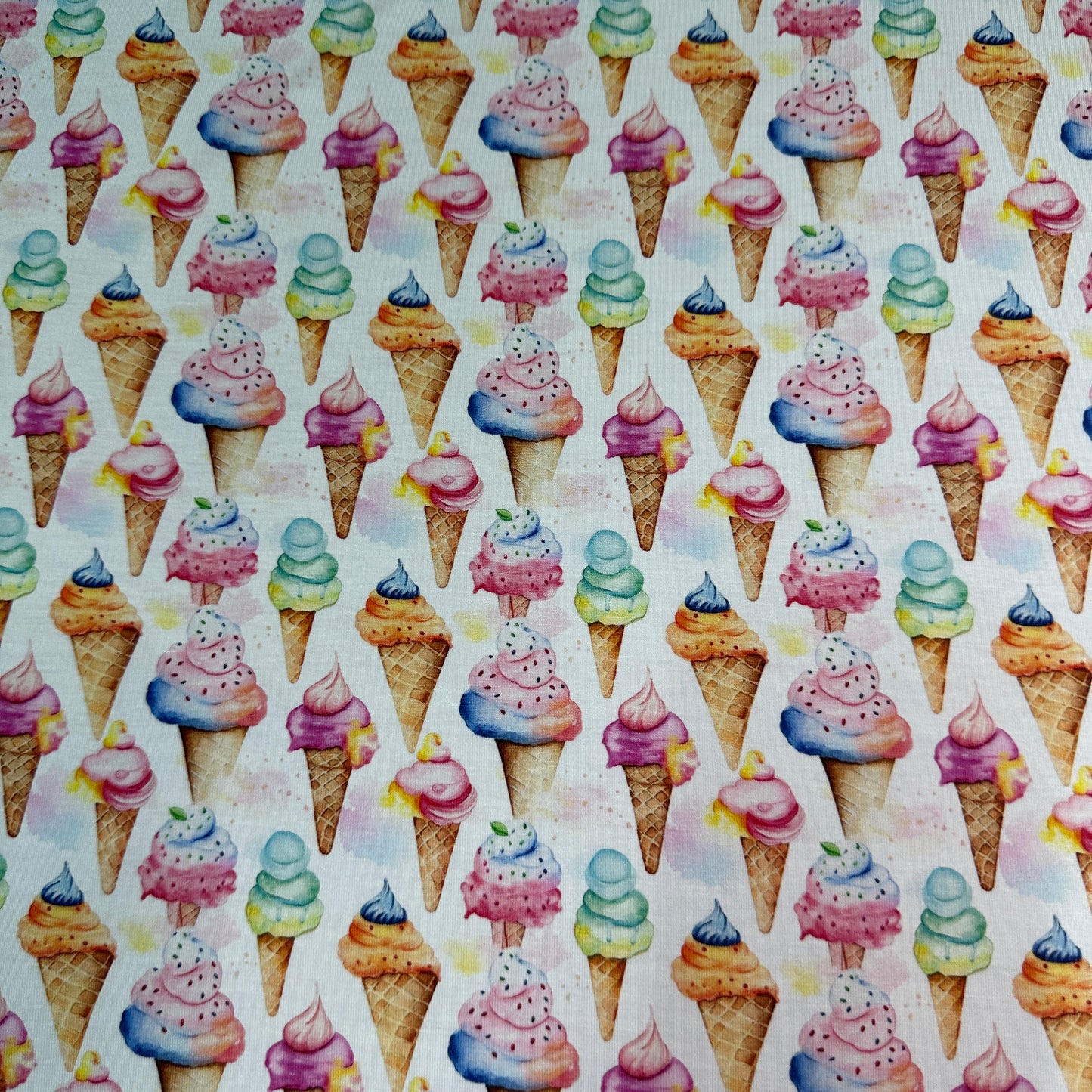 Ice Cream Cones on Bamboo/Spandex Jersey Fabric