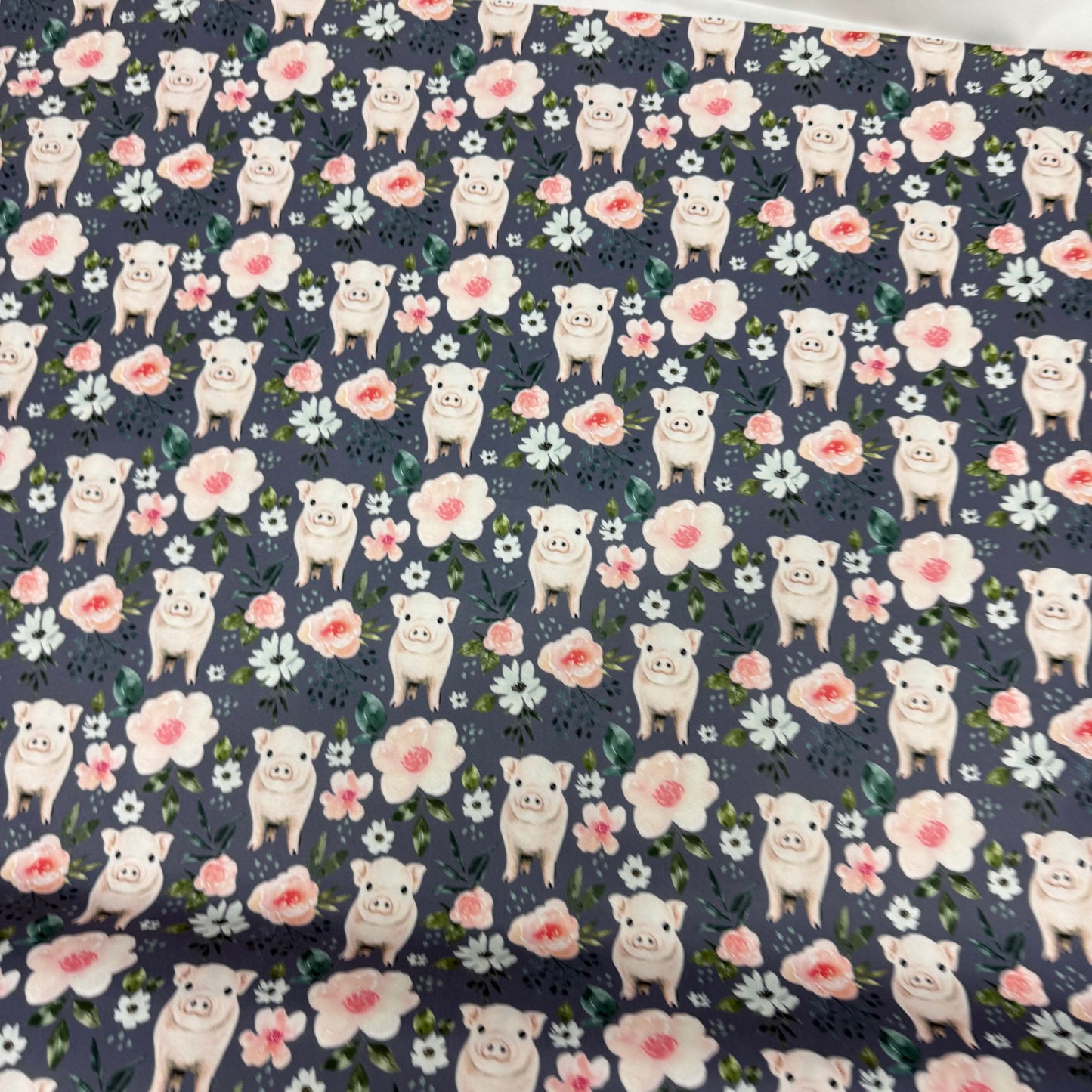 Pigs and Flowers on 1 mil PUL Fabric - Made in the USA