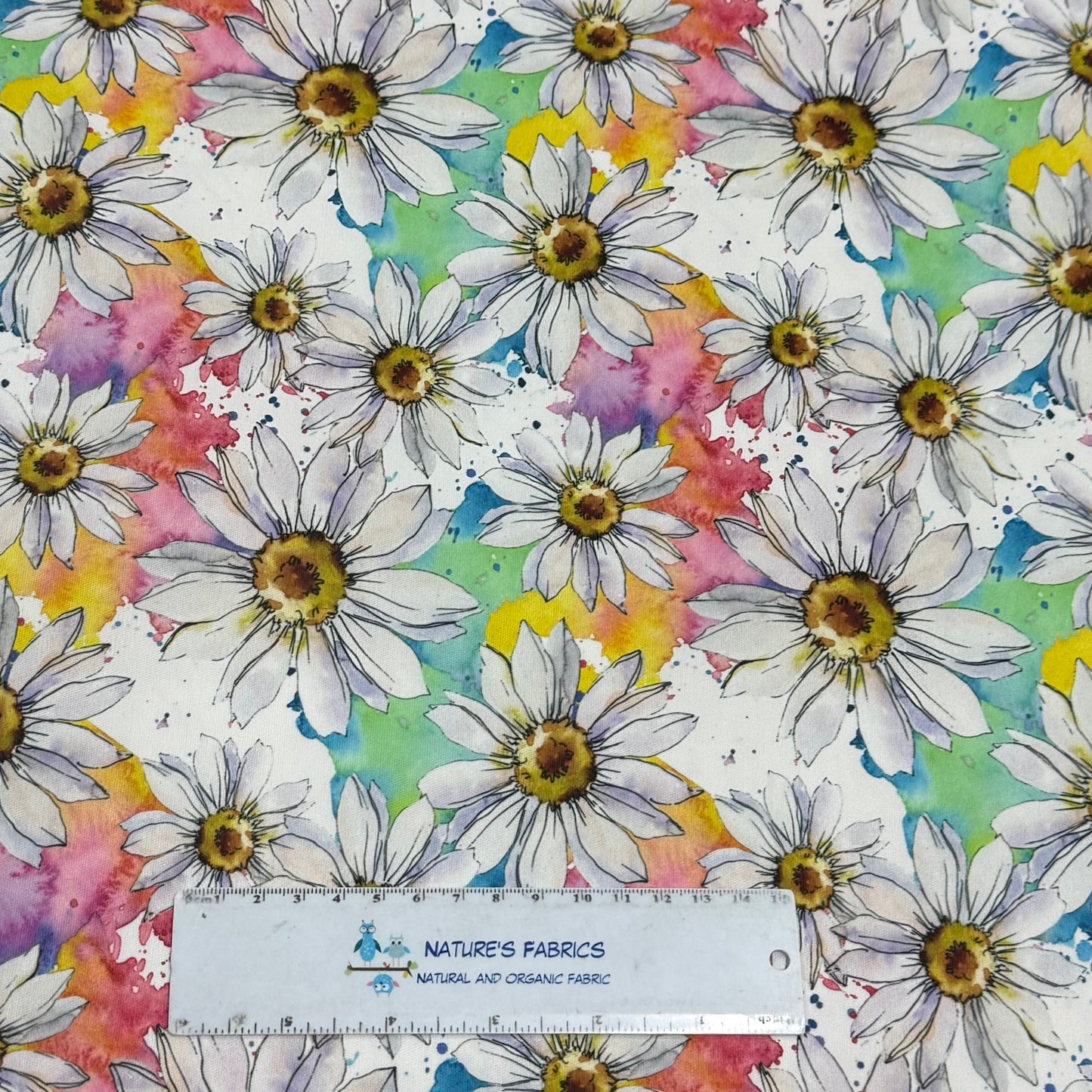Watercolor Daisies 1 mil PUL Fabric - Made in the USA