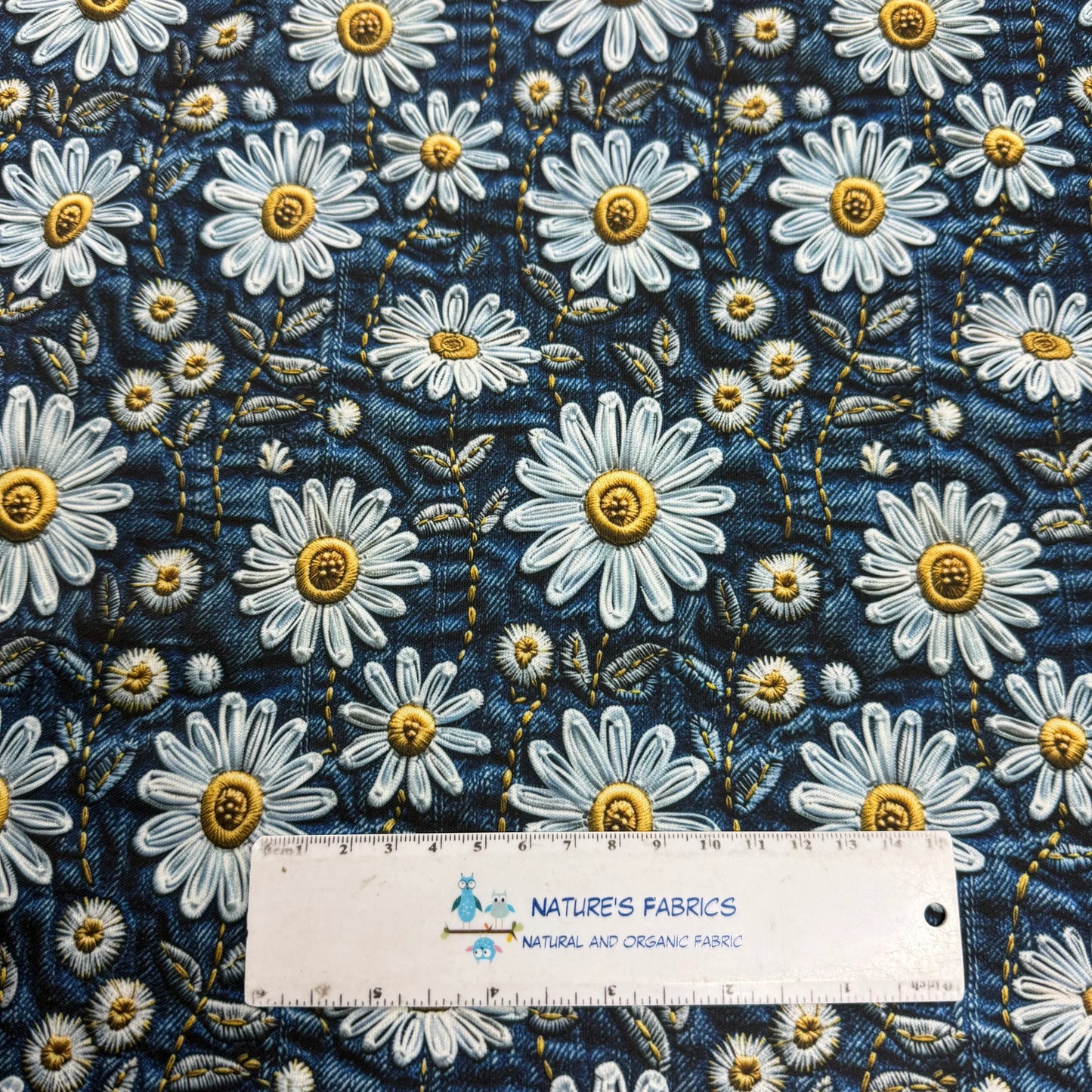 Embroidered Daisy Jeans 1 mil PUL Fabric - Made in the USA