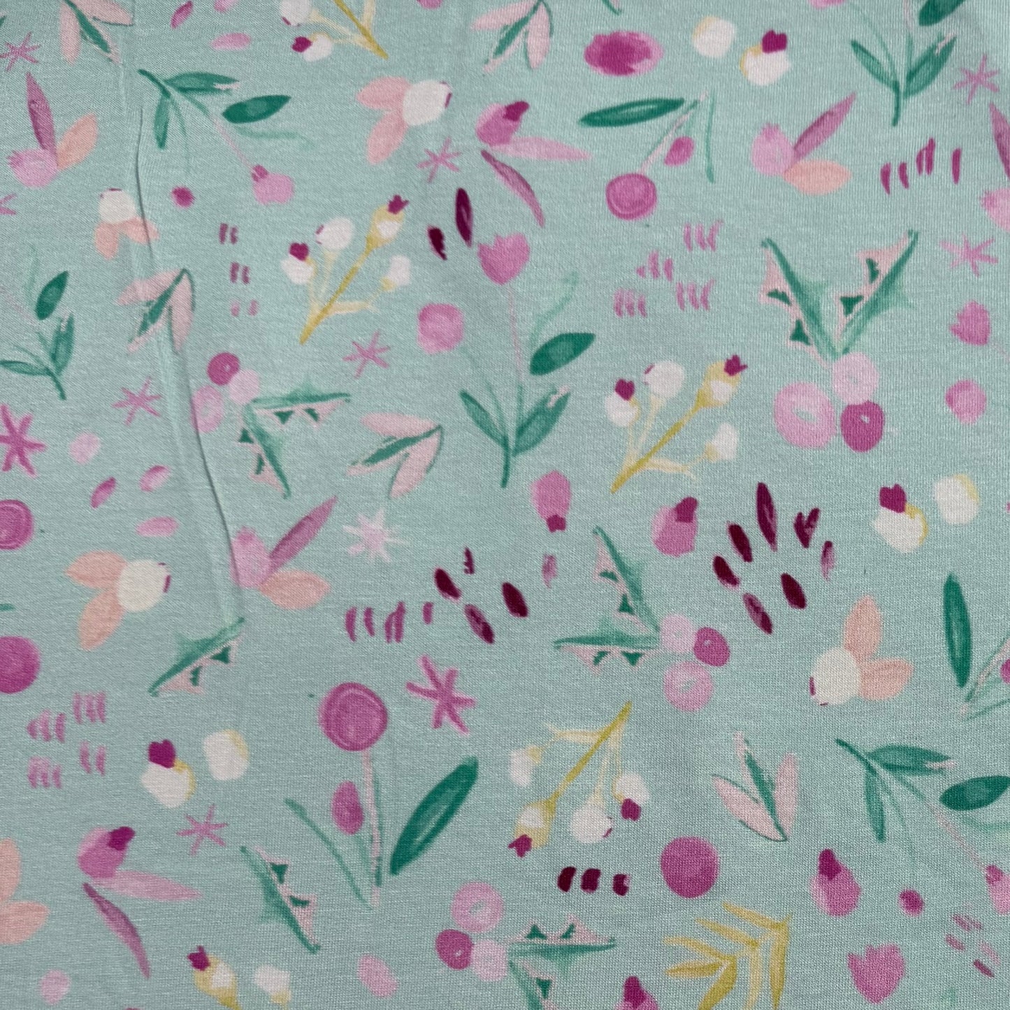 Winterberries on Mint Bamboo/Spandex Jersey Fabric - Printed in the USA