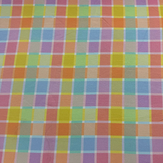 Nature's Fabrics multi-colored pastel plaid cotton fabric.