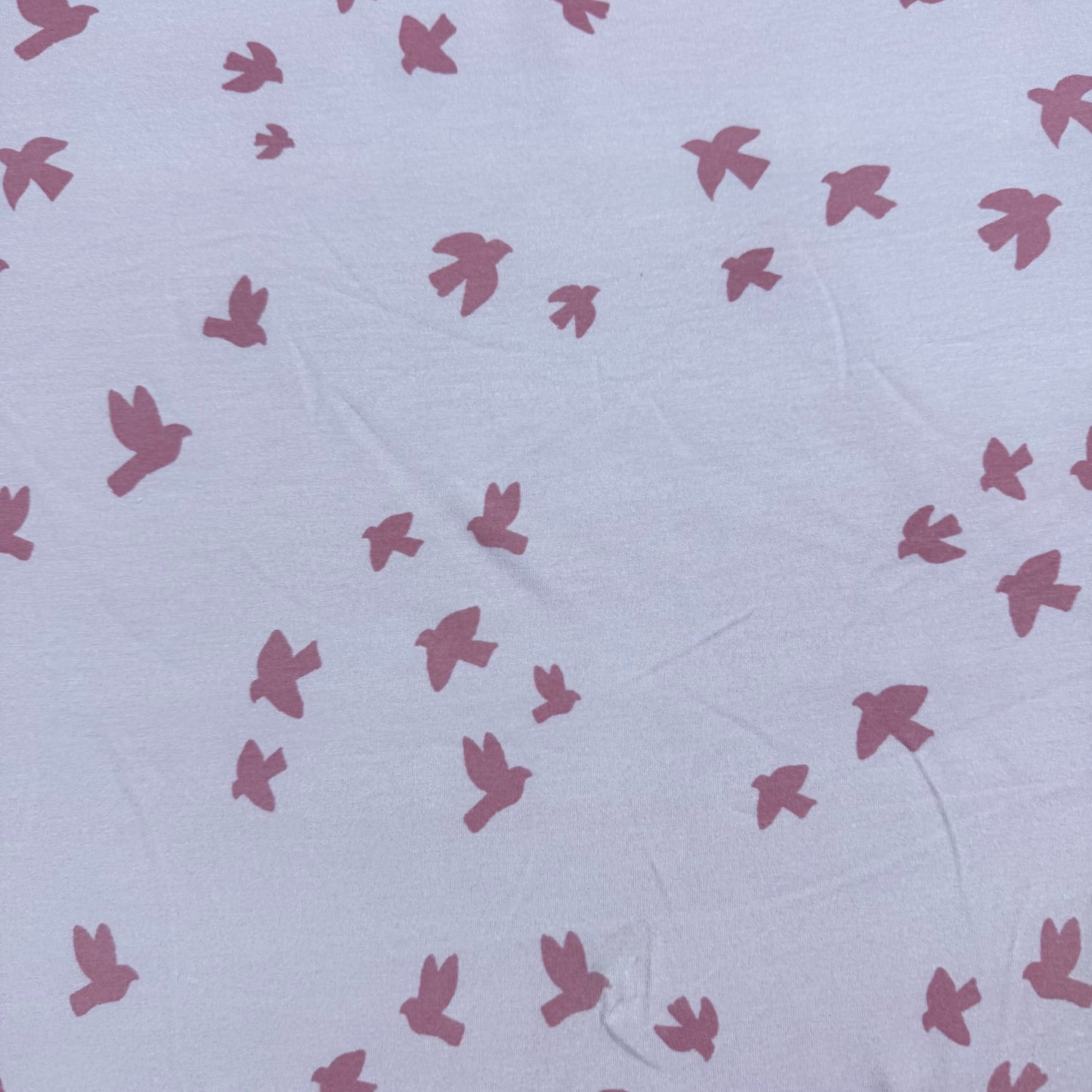 Rose Birds on Lilac Bamboo/Spandex Jersey Fabric - Printed in the USA