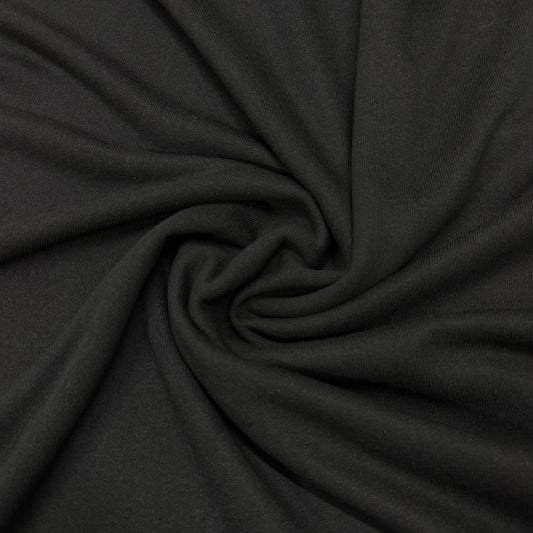Black ribbed organic cotton fabric by Nature's Fabrics, soft texture for sewing projects