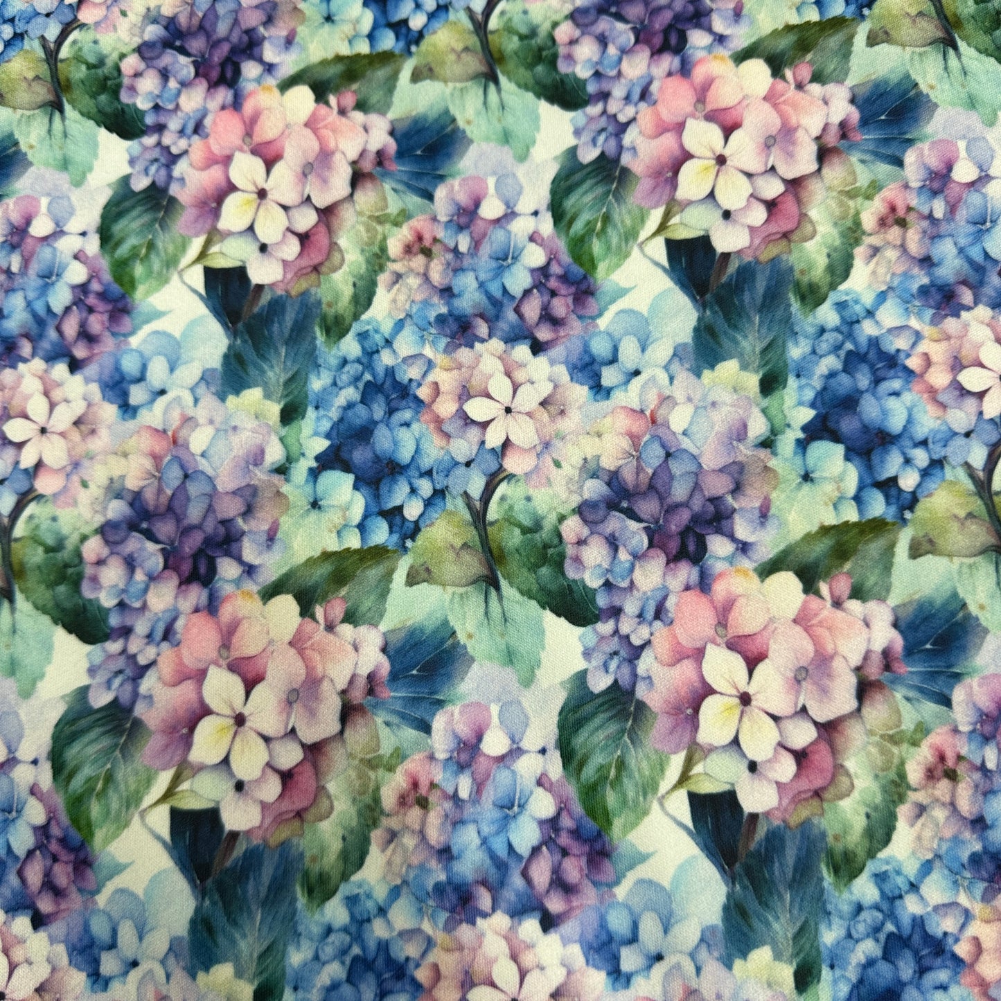 Watercolor Hydrangeas 1 mil PUL Fabric - Made in the USA