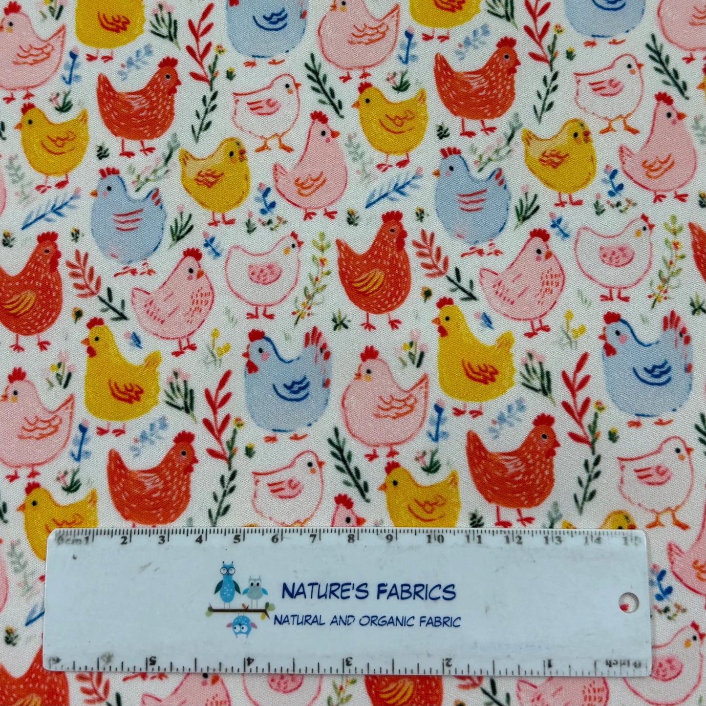 Pastel Chickens 1 mil PUL Fabric - Made in the USA