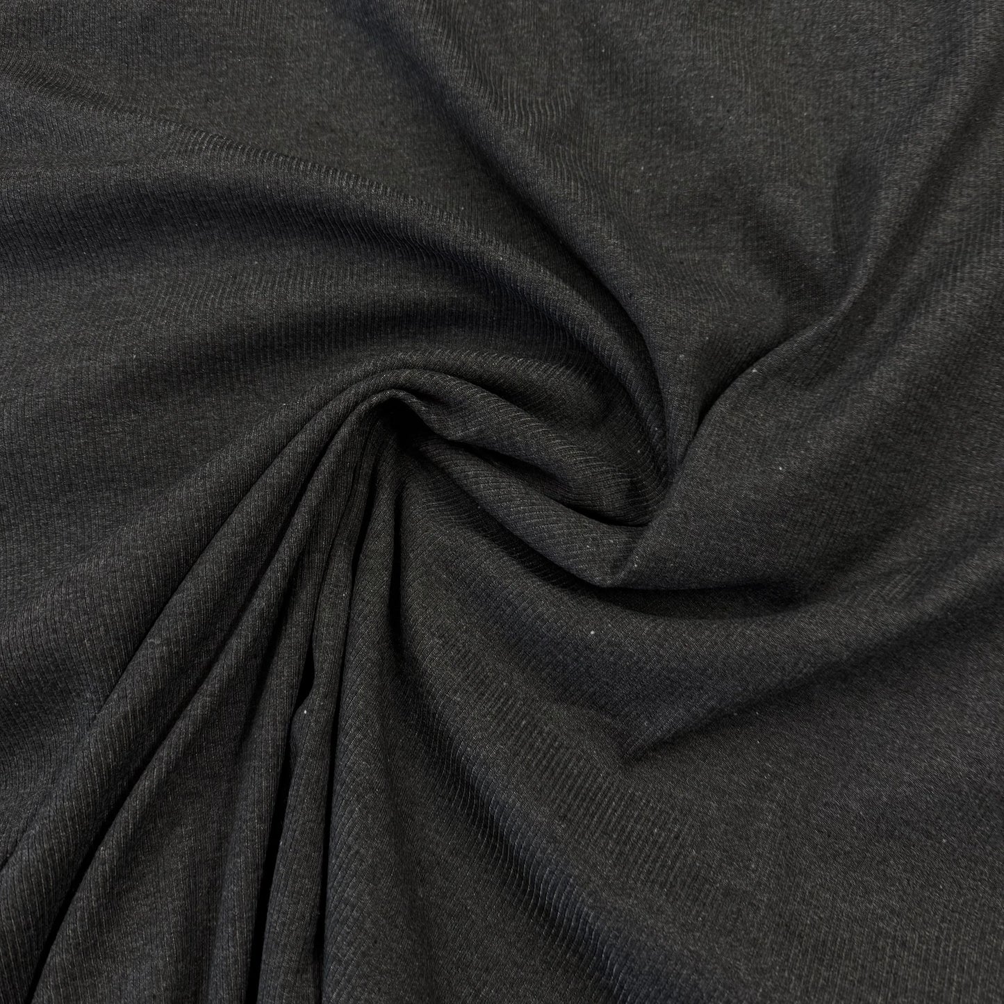 Charcoal Heather Cotton/Spandex Rib Knit Fabric - 2x1