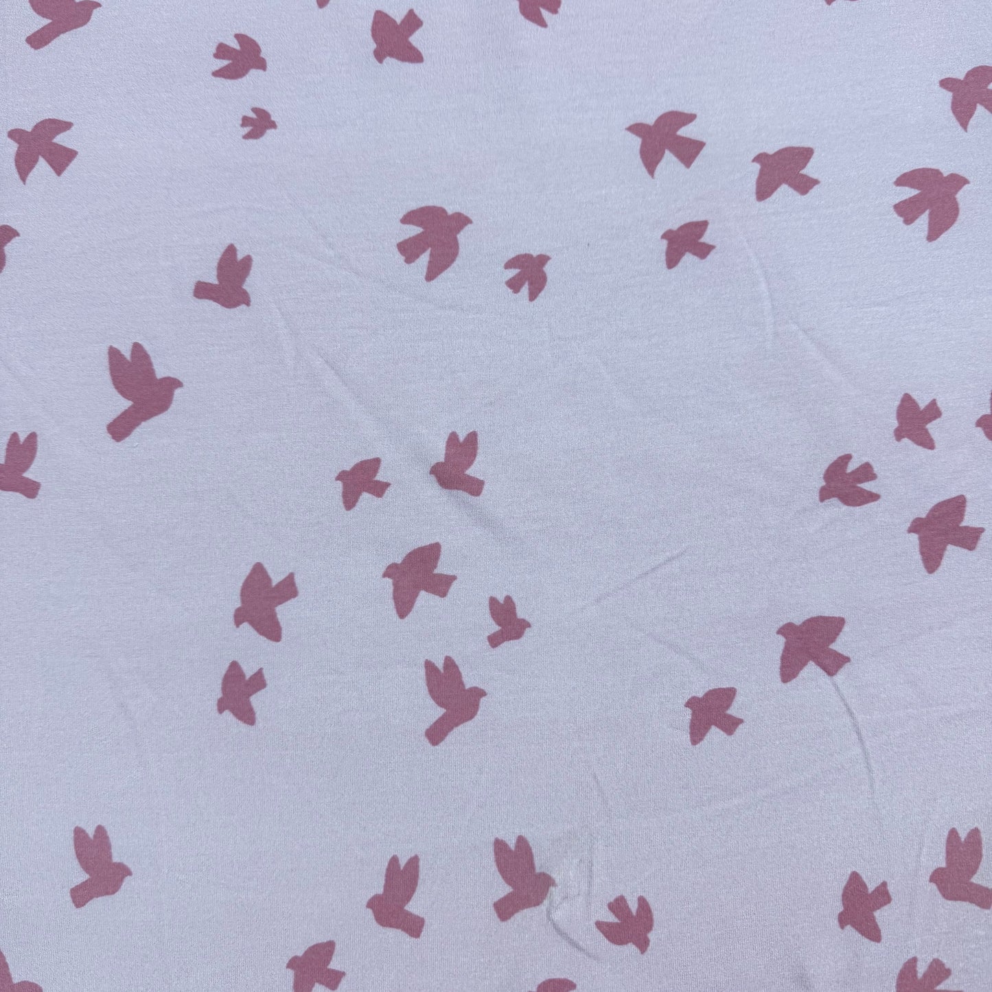 Rose Birds on Lilac Bamboo/Spandex Jersey Fabric - Printed in the USA