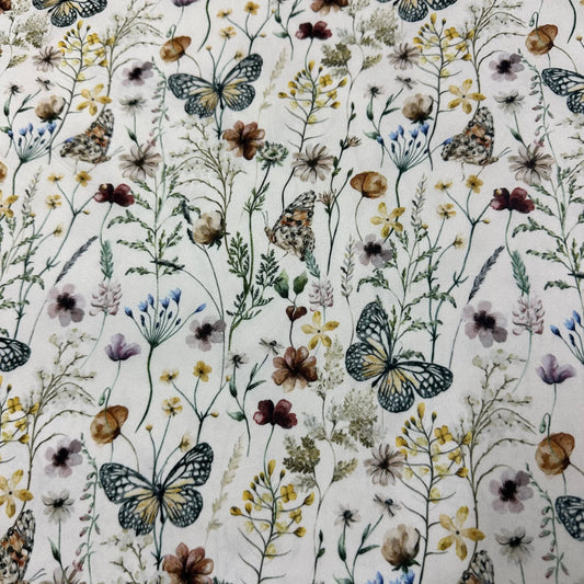 Nature's Fabrics butterfly and wildflower print organic cotton fabric