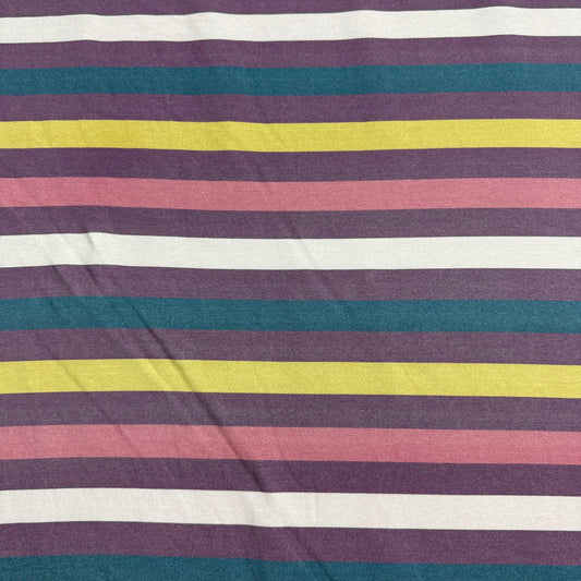 Nature's Fabrics multi-colored horizontal striped organic cotton fabric