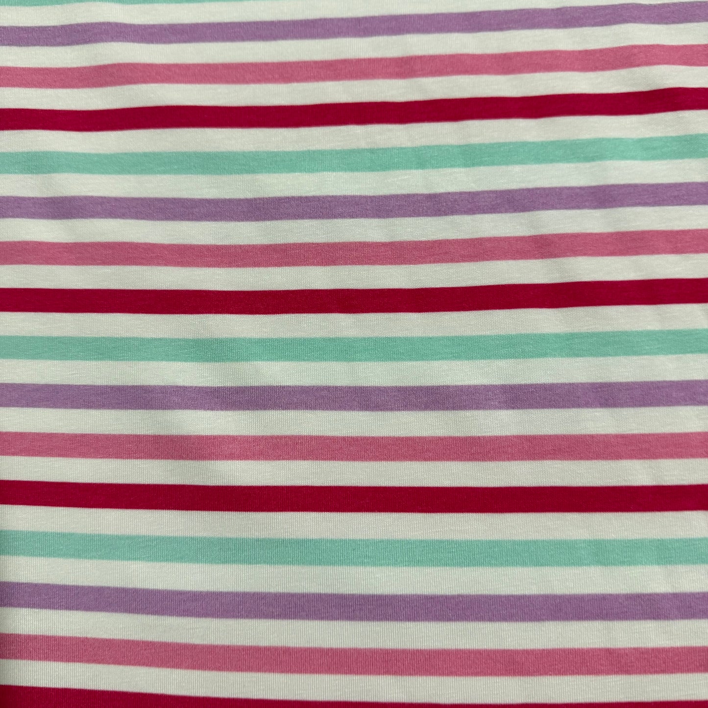 Pastel Stripes on Off White Bamboo/Spandex Jersey Fabric - Printed in the USA