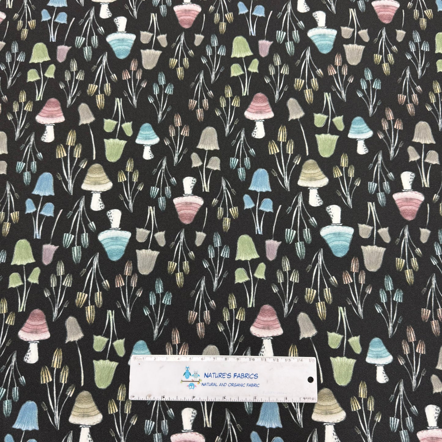 Sketched Mushrooms on Canvas Fabric - Waterproof