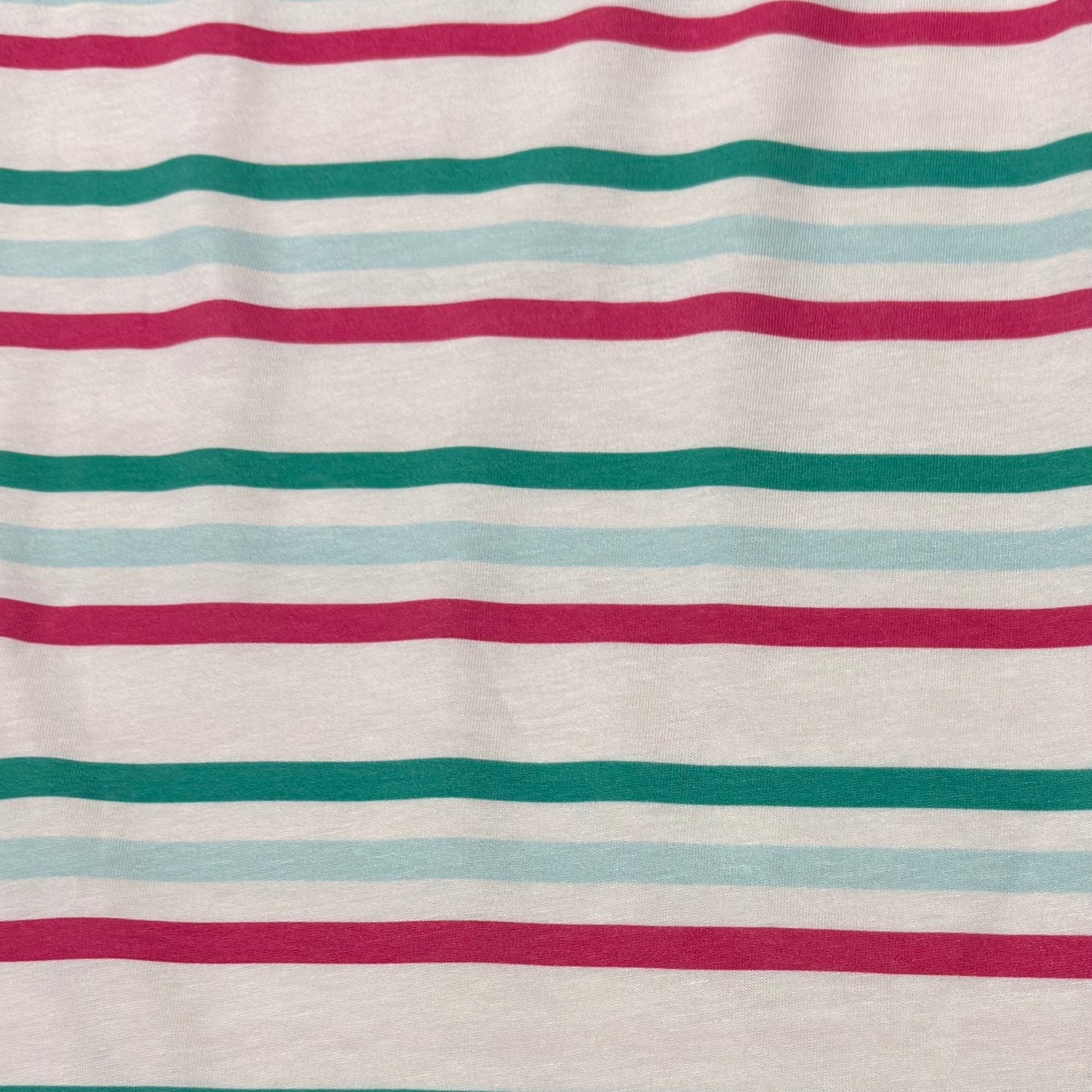 Blue, Jade, and Hot Pink Stripes on Off White Bamboo/Spandex Jersey Fabric - Printed in the USA