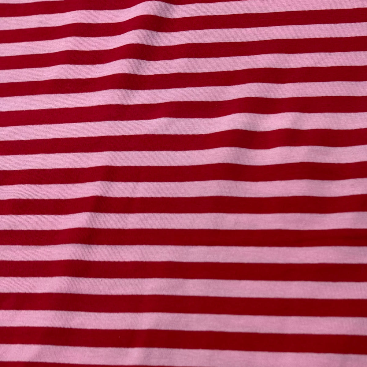 Red and Pink 3/8" Stripes on Cotton/Spandex Jersey Fabric