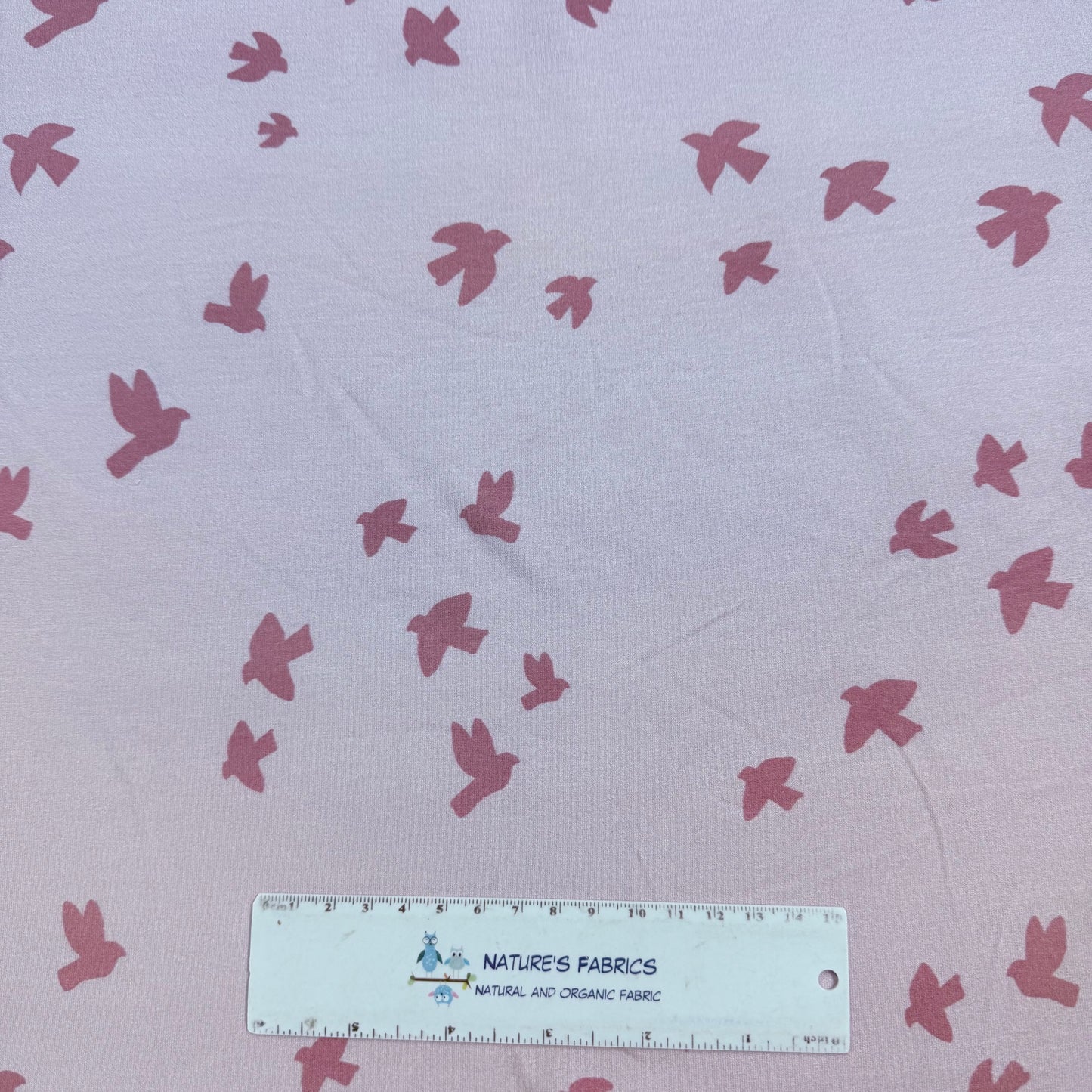 Rose Birds on Lilac Bamboo/Spandex Jersey Fabric - Printed in the USA