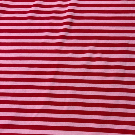 Nature's Fabrics red and pink horizontal striped natural fabric