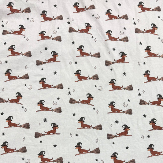 Witch Dogs on Bamboo/Spandex Jersey Fabric - 200 GSM