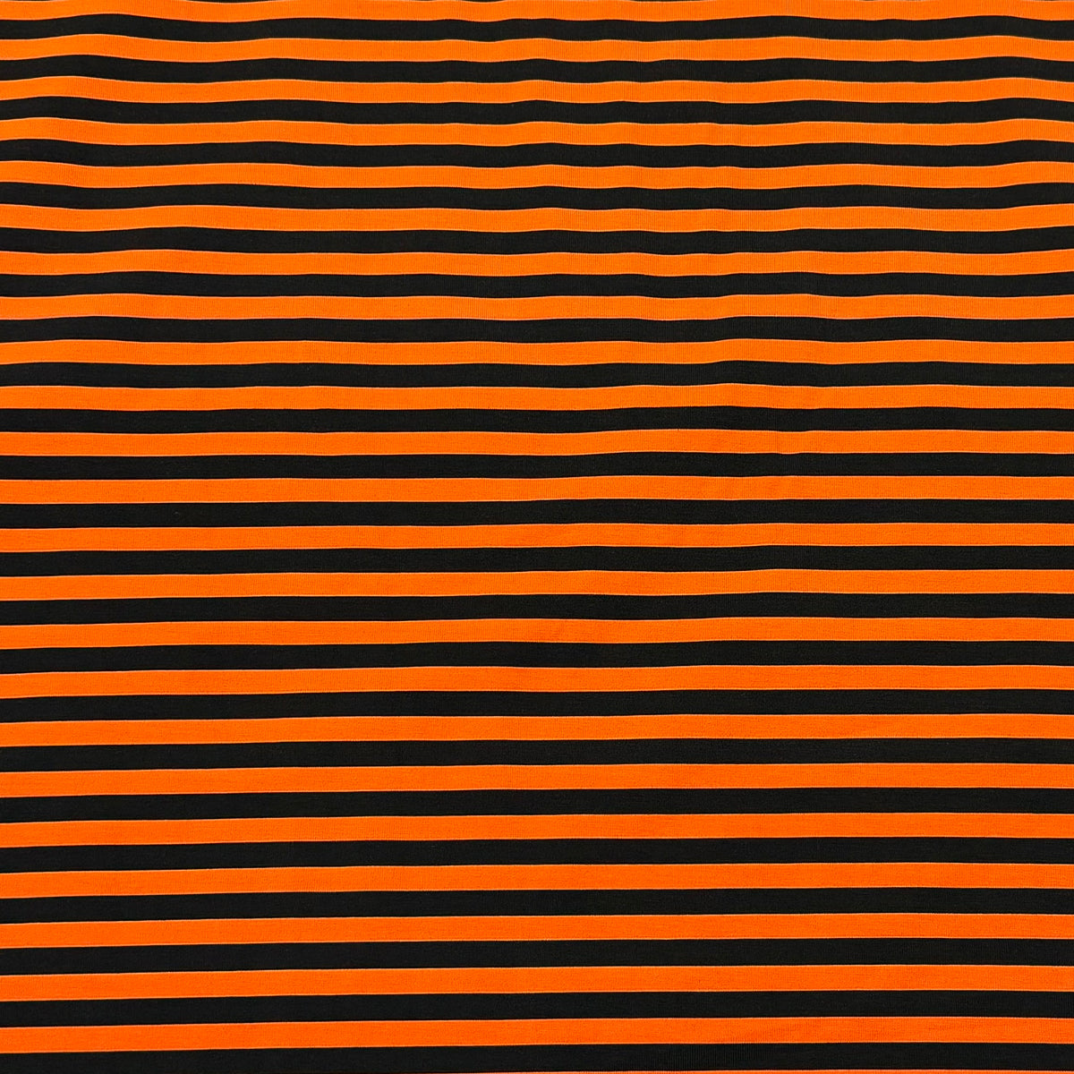 Black and Orange 1/4" Stripes on Cotton/Spandex Jersey Fabric