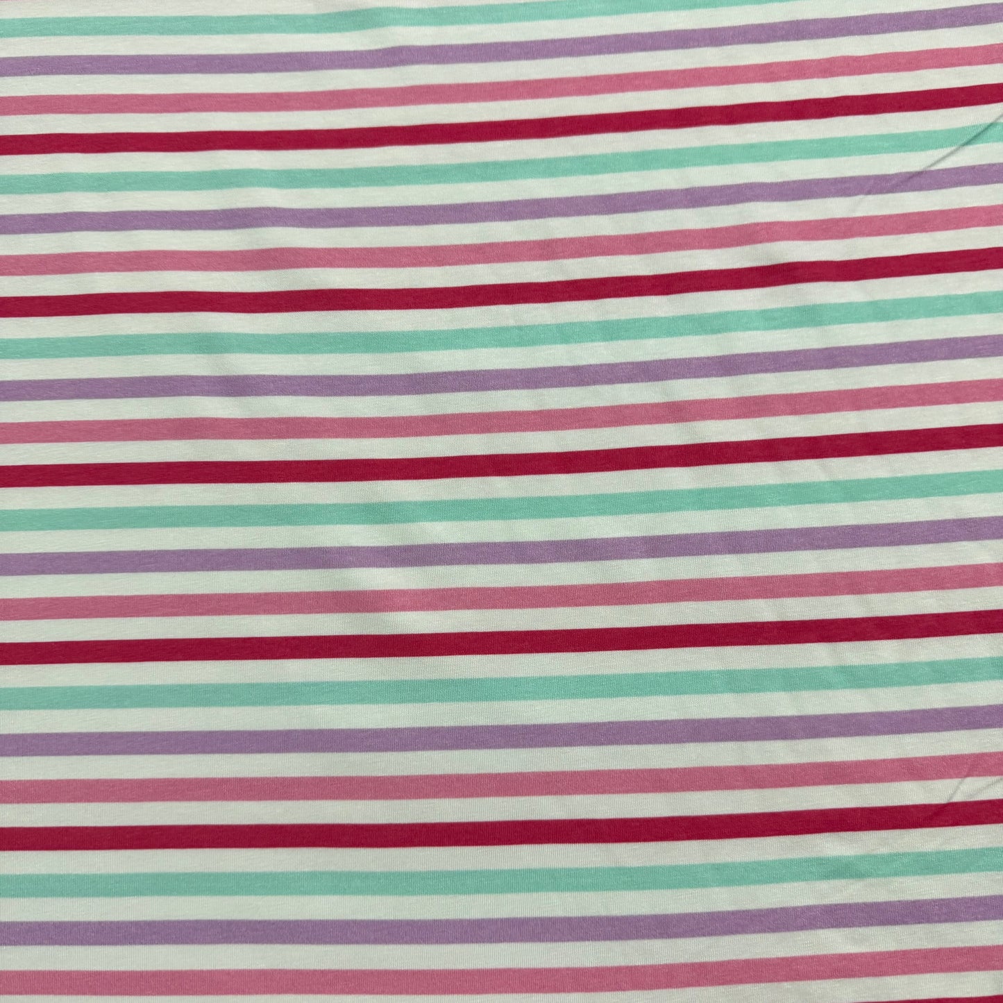 Pastel Stripes on Off White Bamboo/Spandex Jersey Fabric - Printed in the USA