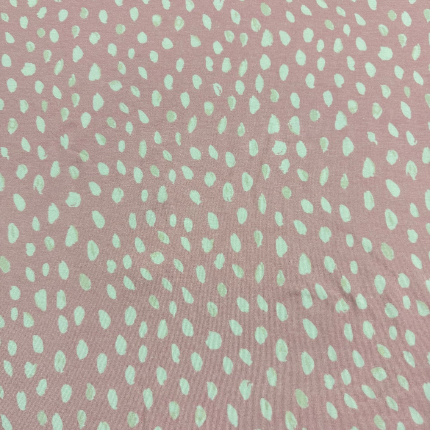 Off White Spots on Pink Bamboo/Spandex Jersey Fabric - Printed in the USA