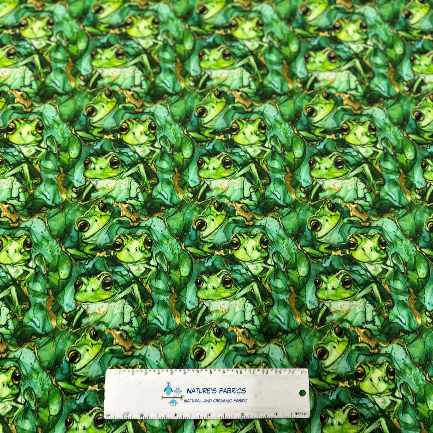 Green Tree Frogs Alcohol Ink 1 mil PUL Fabric - Made in the USA