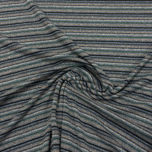Shades of Blue Stripe Merino Wool Silk Jersey Fabric
