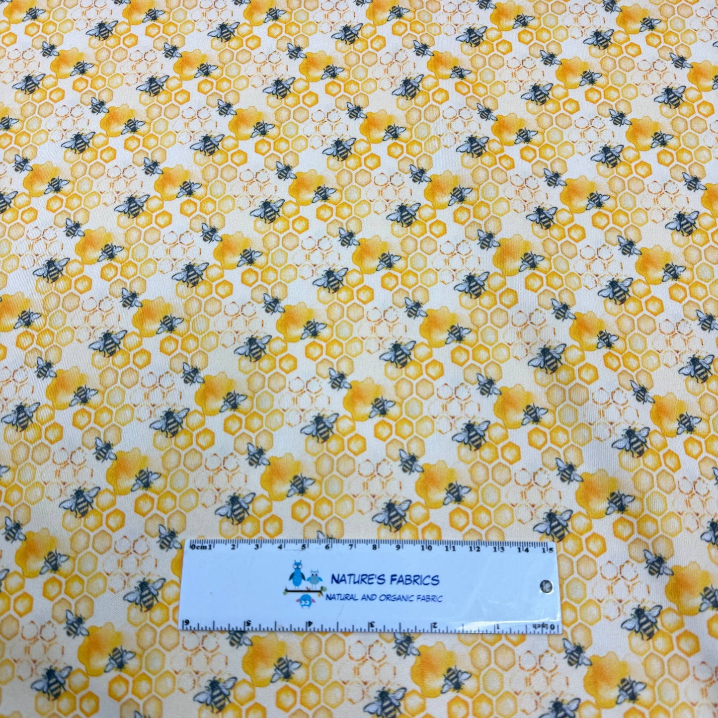 Bees on Honeycomb 1 mil PUL Fabric - Made in the USA