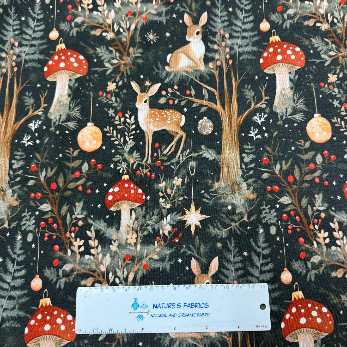 Whimsical Winter Forest on Bamboo/Spandex Jersey Fabric