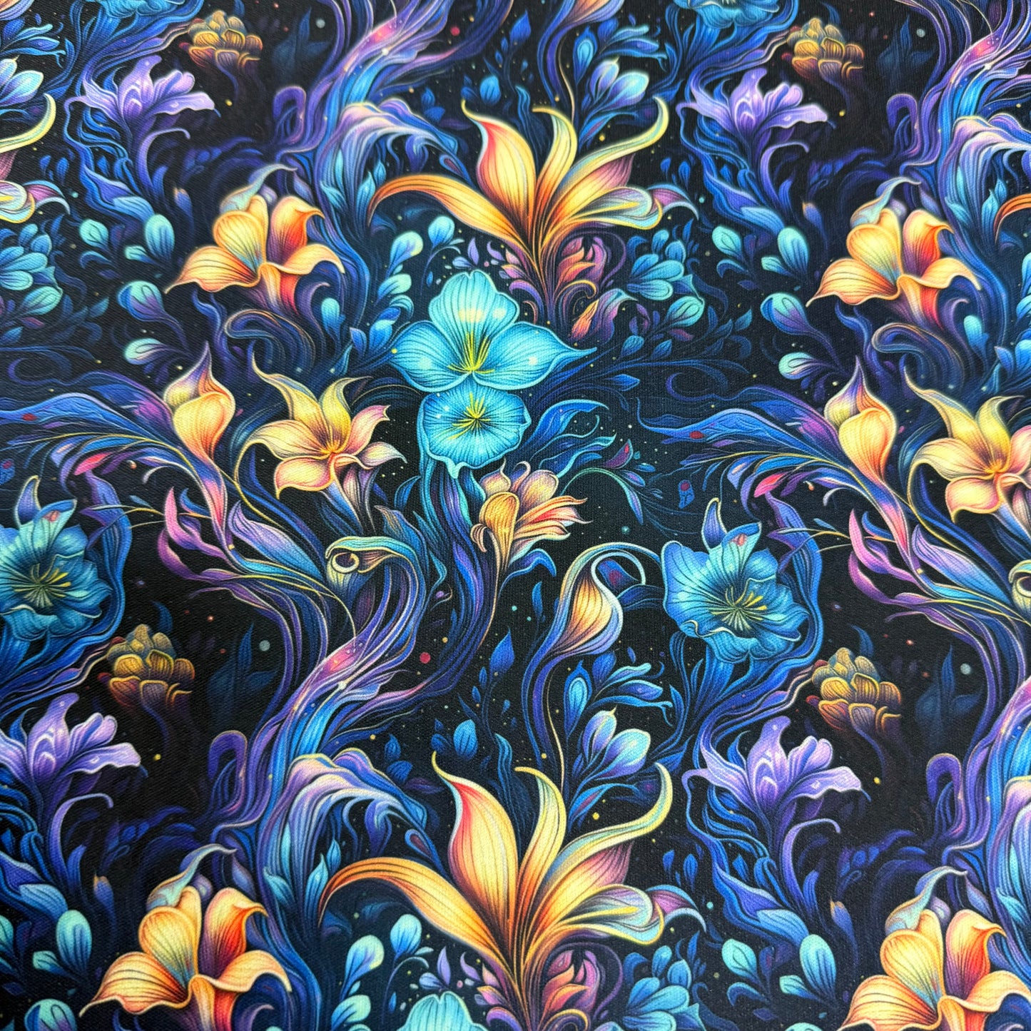 Vivid Floral Bioluminescence 1 mil PUL Fabric - Made in the USA