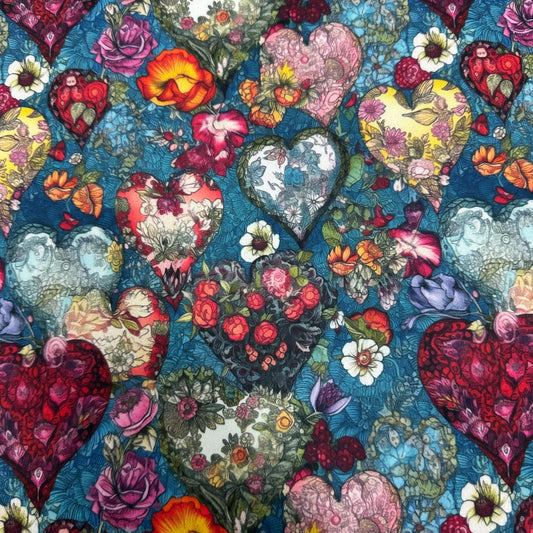 Floral Heart Tapestry 1 mil PUL Fabric - Made in the USA