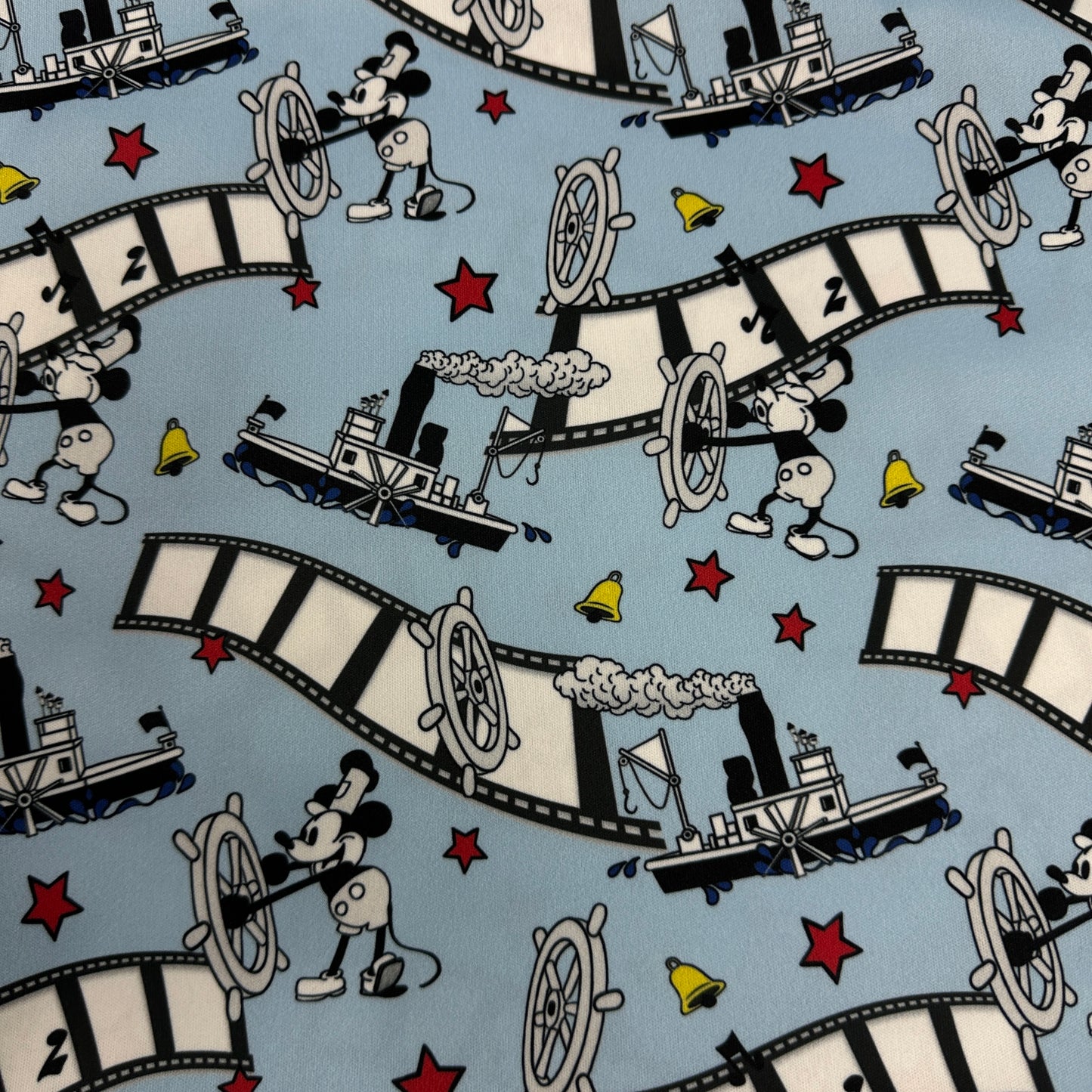 Steamboat Willie on Blue 1 mil PUL Fabric - Made in the USA