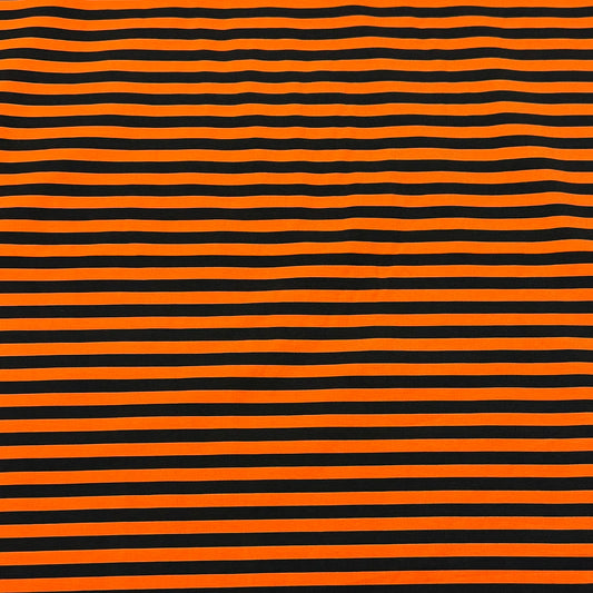 Black and Orange 1/4" Stripes on Cotton/Spandex Jersey Fabric