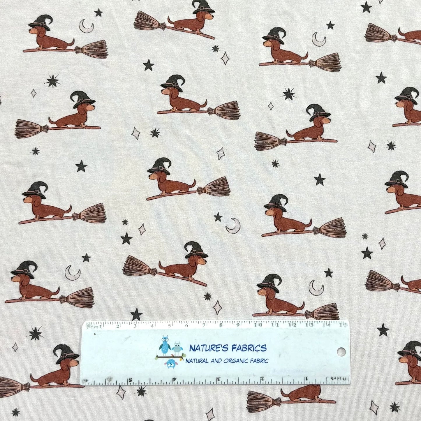 Witch Dogs on Bamboo/Spandex Jersey Fabric - 200 GSM
