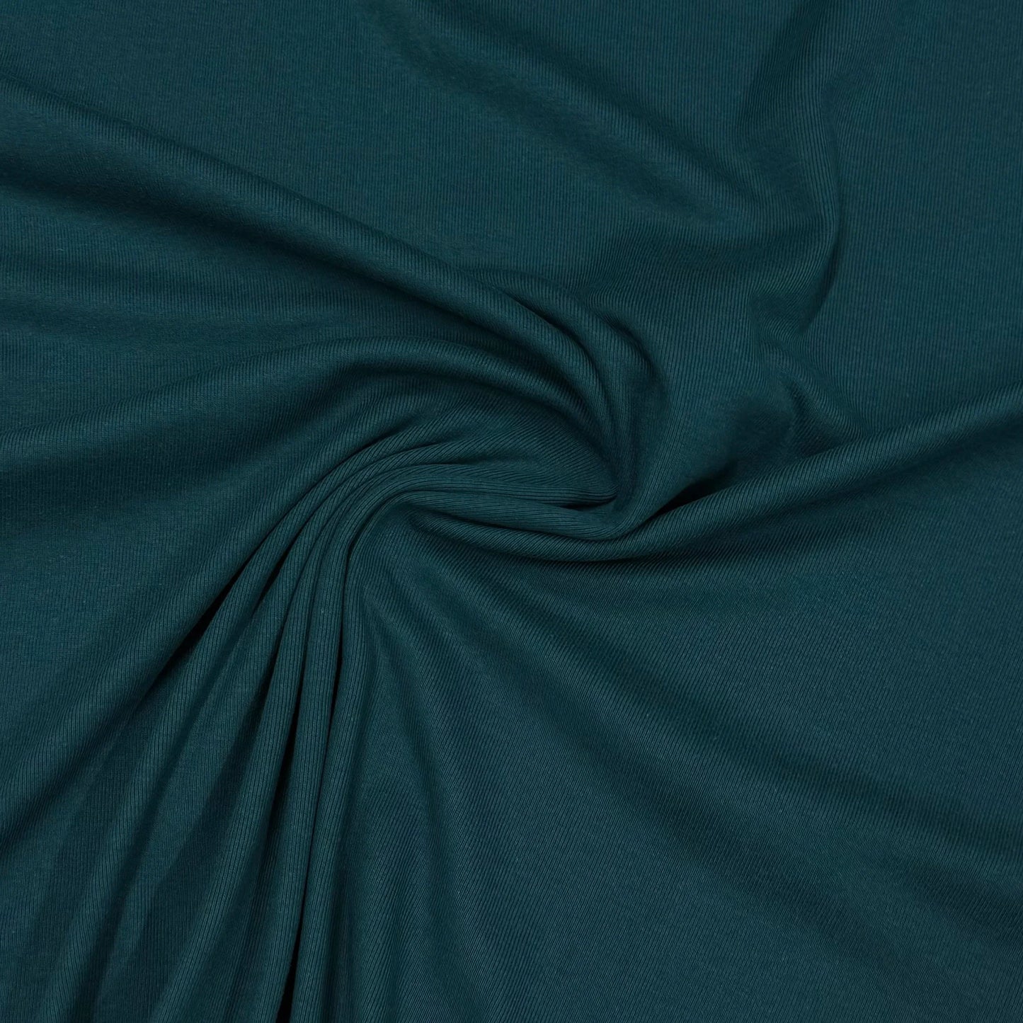 Deep teal ribbed organic cotton fabric by Nature's Fabrics, soft texture ideal for eco-friendly sewing projects