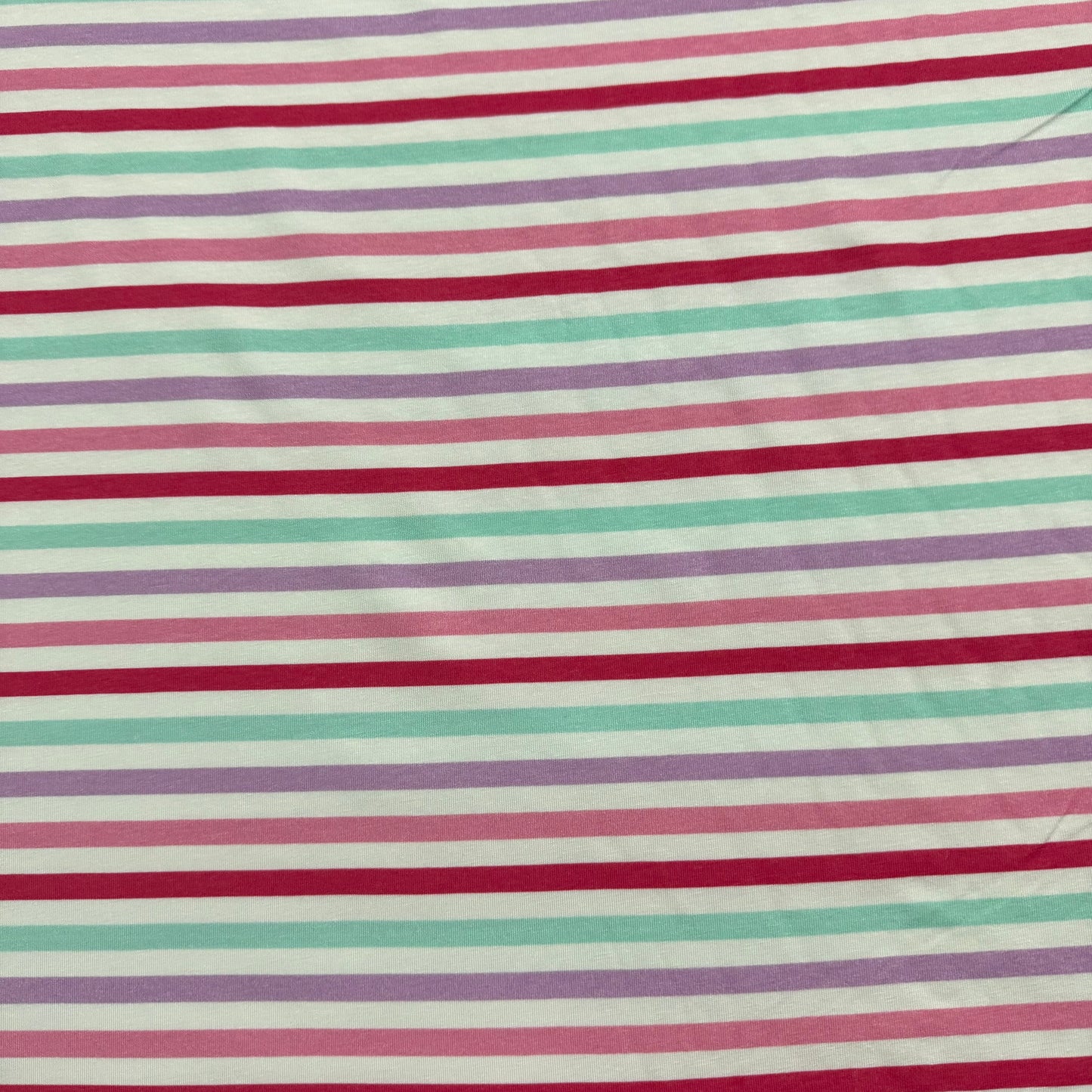 Pastel Stripes on Off White Bamboo/Spandex Jersey Fabric - Printed in the USA