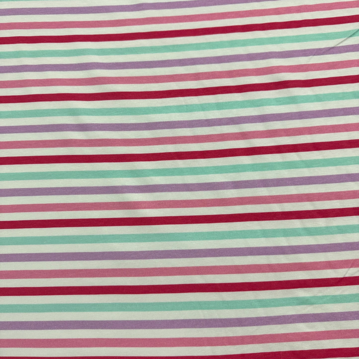 Pastel Stripes on Off White Bamboo/Spandex Jersey Fabric - Printed in the USA
