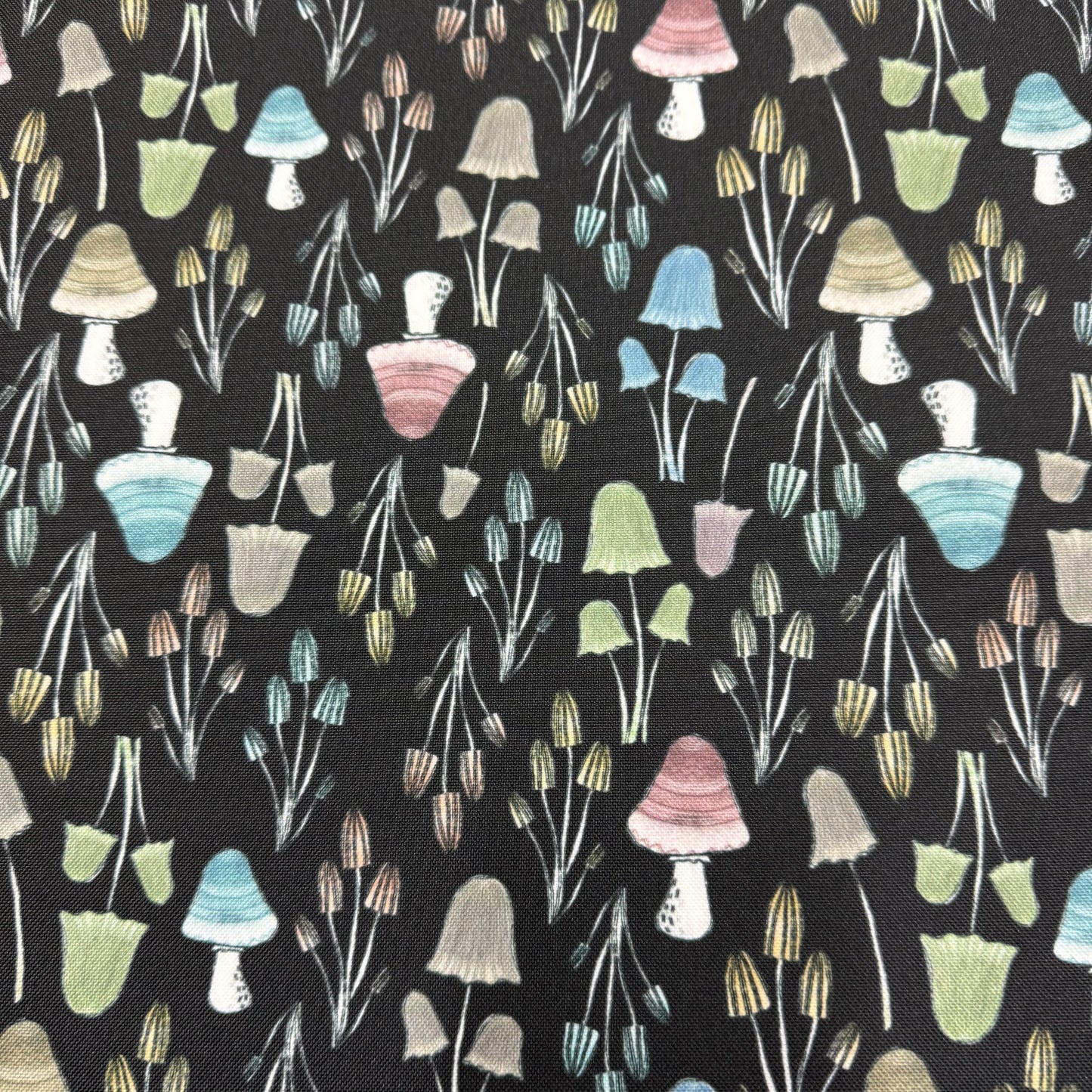Sketched Mushrooms on Canvas Fabric - Waterproof