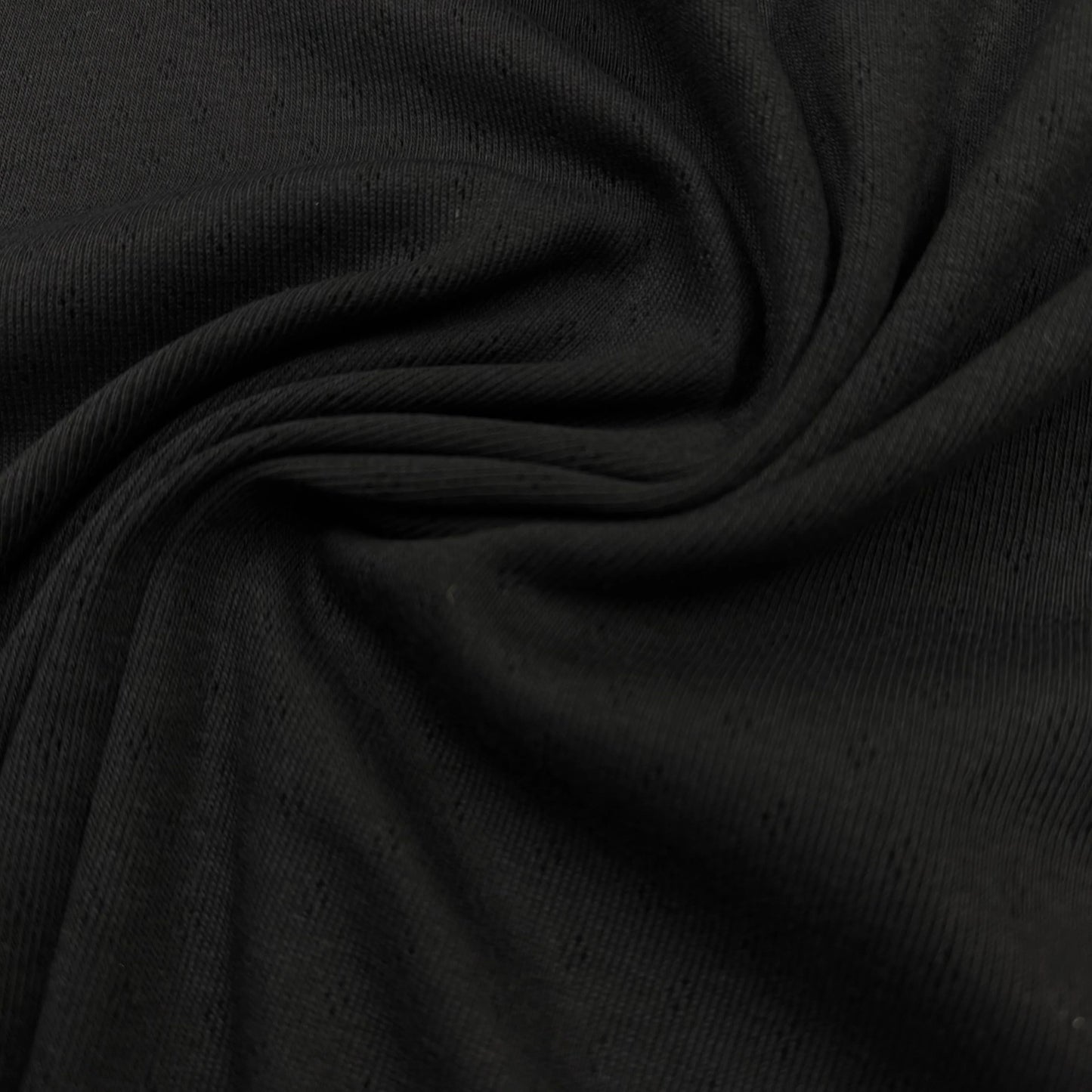 Black Cotton/Merino Wool Pointelle Fabric