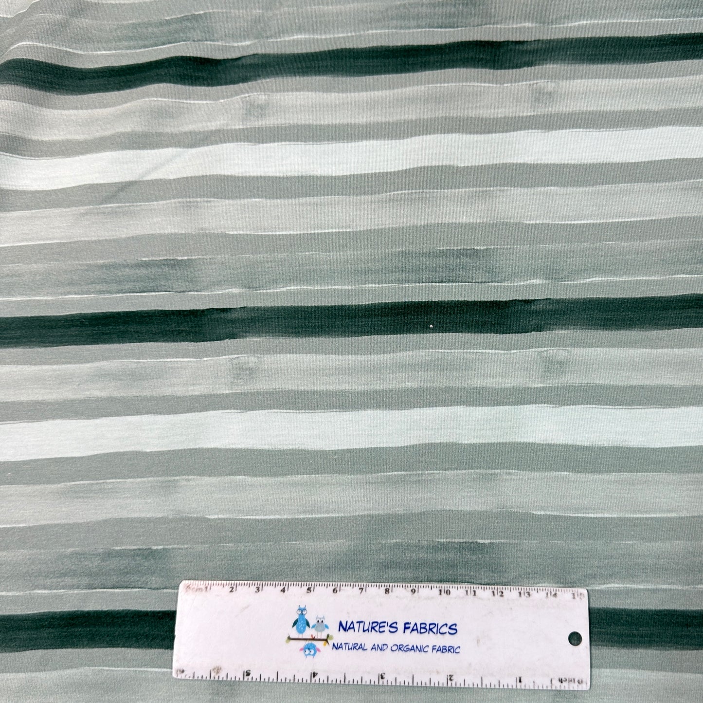 Distressed Mint Stripes on Bamboo/Spandex Jersey Fabric