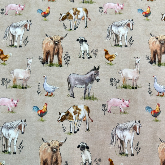 Down On The Farm on Bamboo/Spandex Jersey Fabric