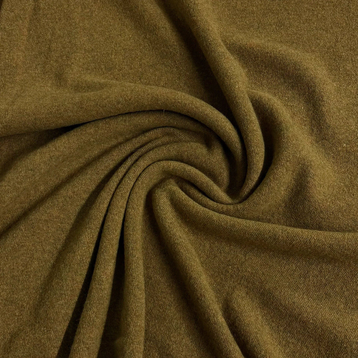 Olive green organic cotton fabric swirled texture by Nature's Fabrics