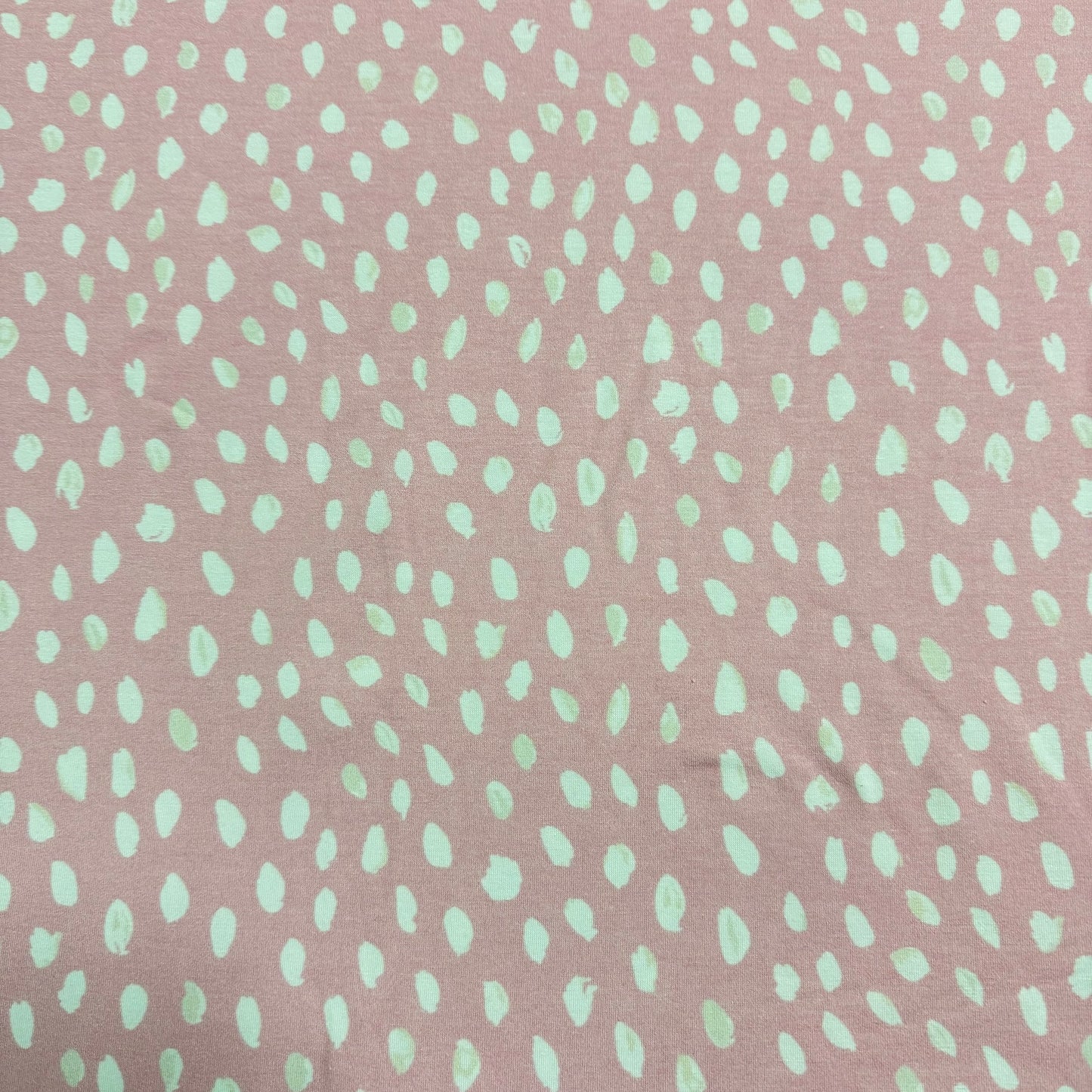 Off White Spots on Pink Bamboo/Spandex Jersey Fabric - Printed in the USA