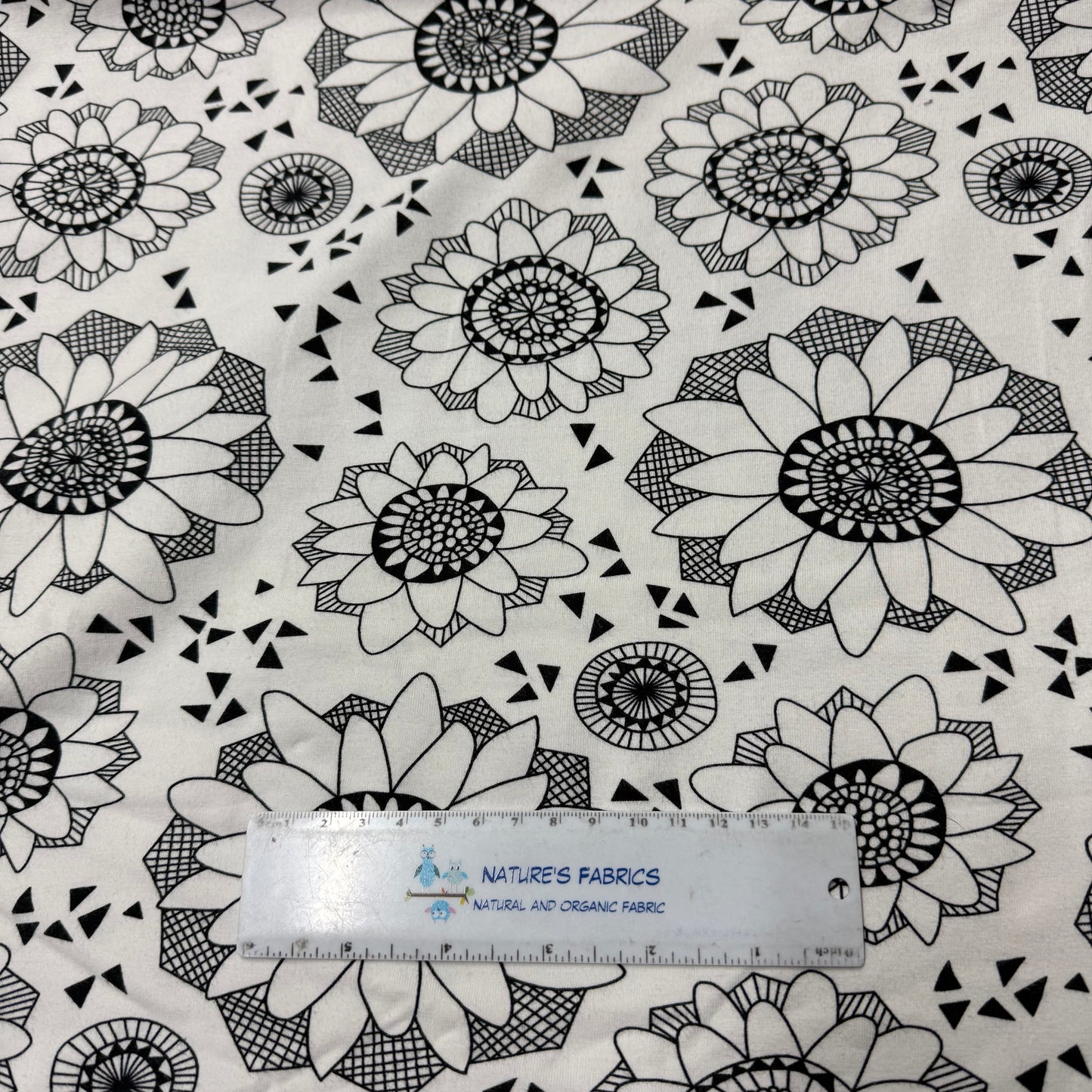 Lume on White Organic Cotton/Spandex Jersey Fabric